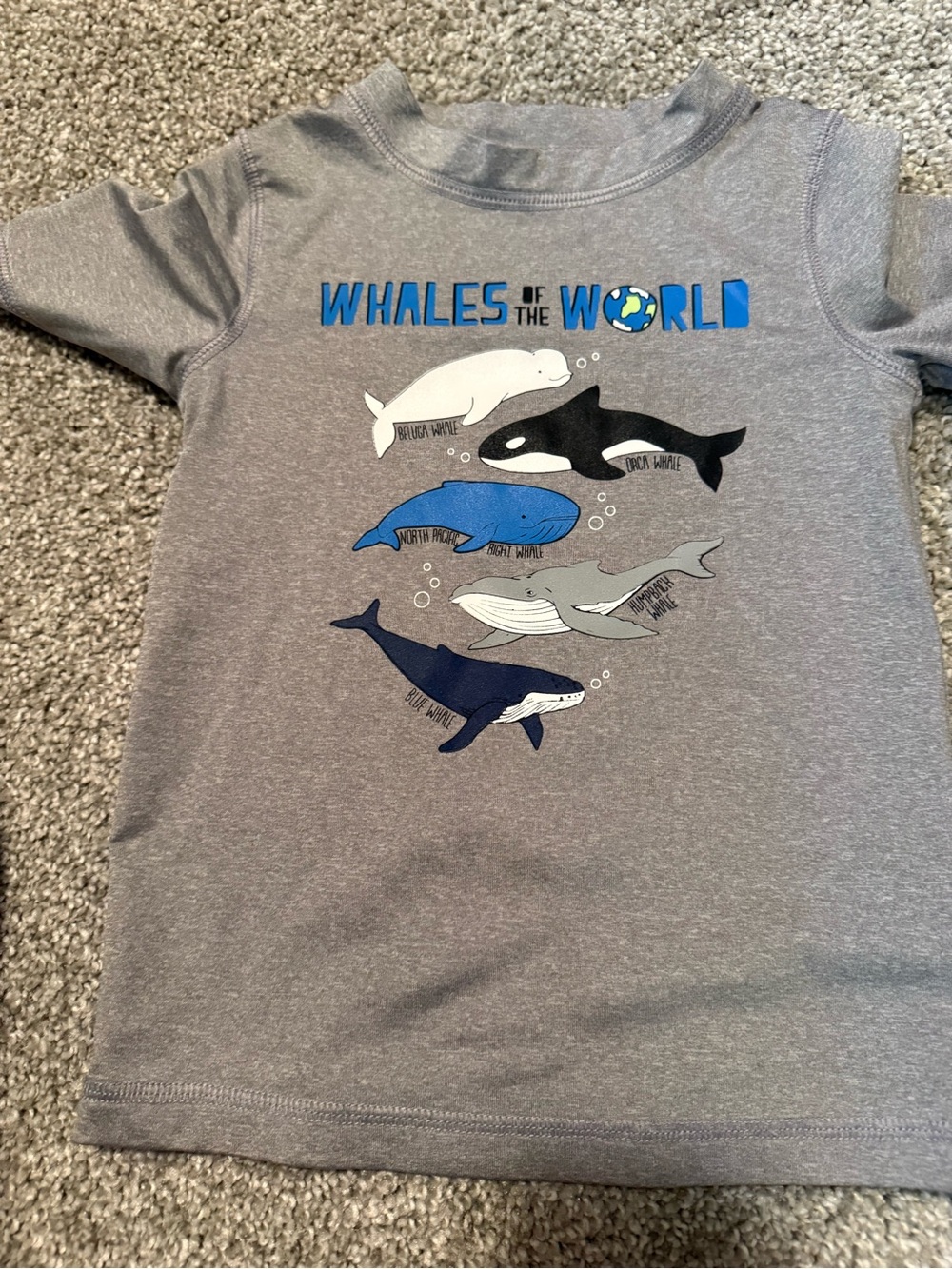 Cat & Jack Gray Short-Sleeve Tee with Blue & White Whale Graphic